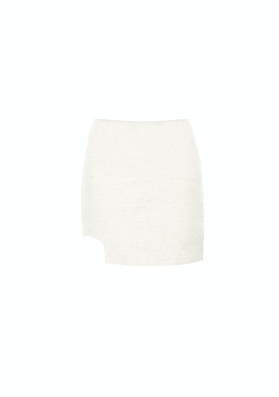 Dip Waist Mini Skirt - White
