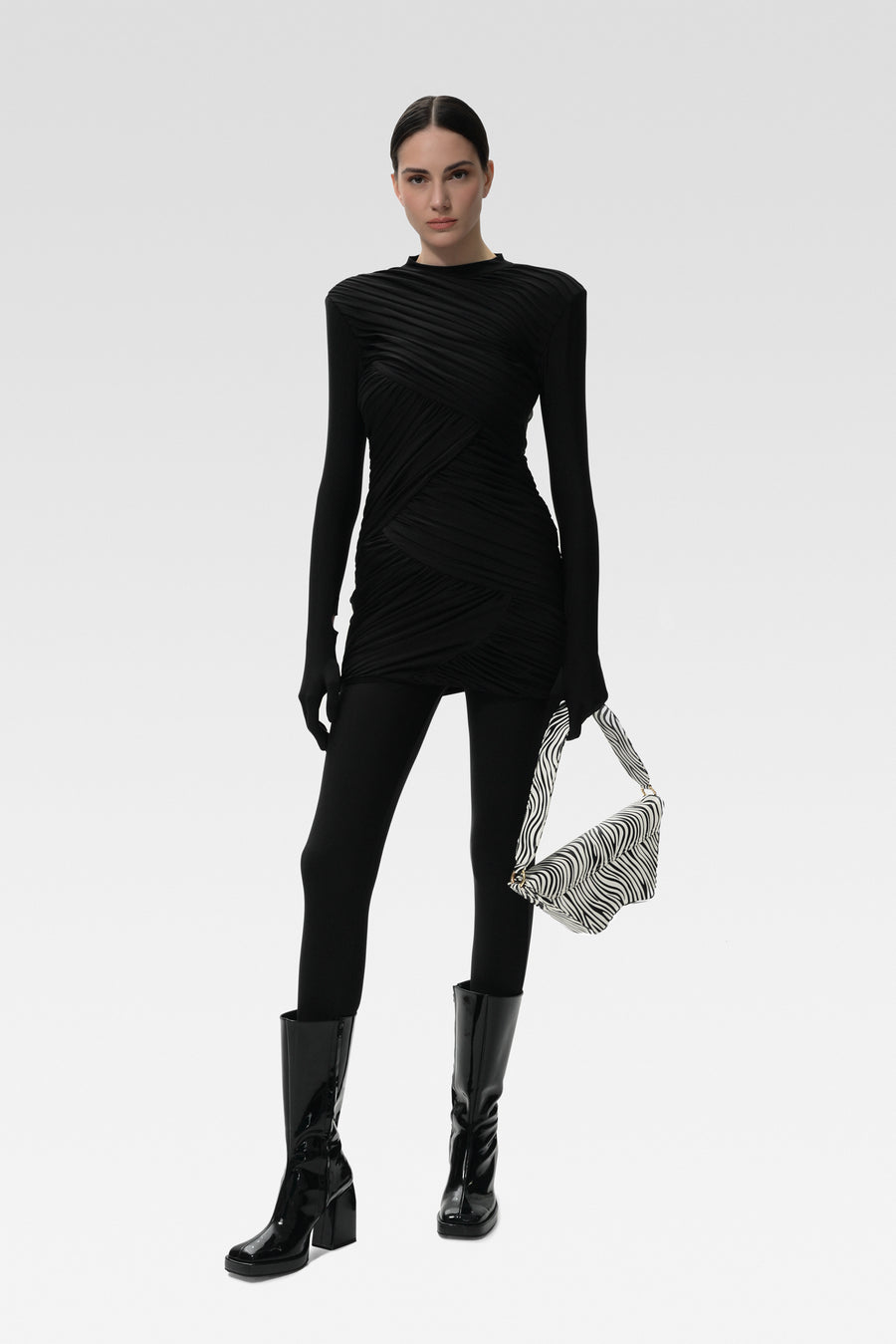 Black Biflex Short Dress With Leggings – TATA LA