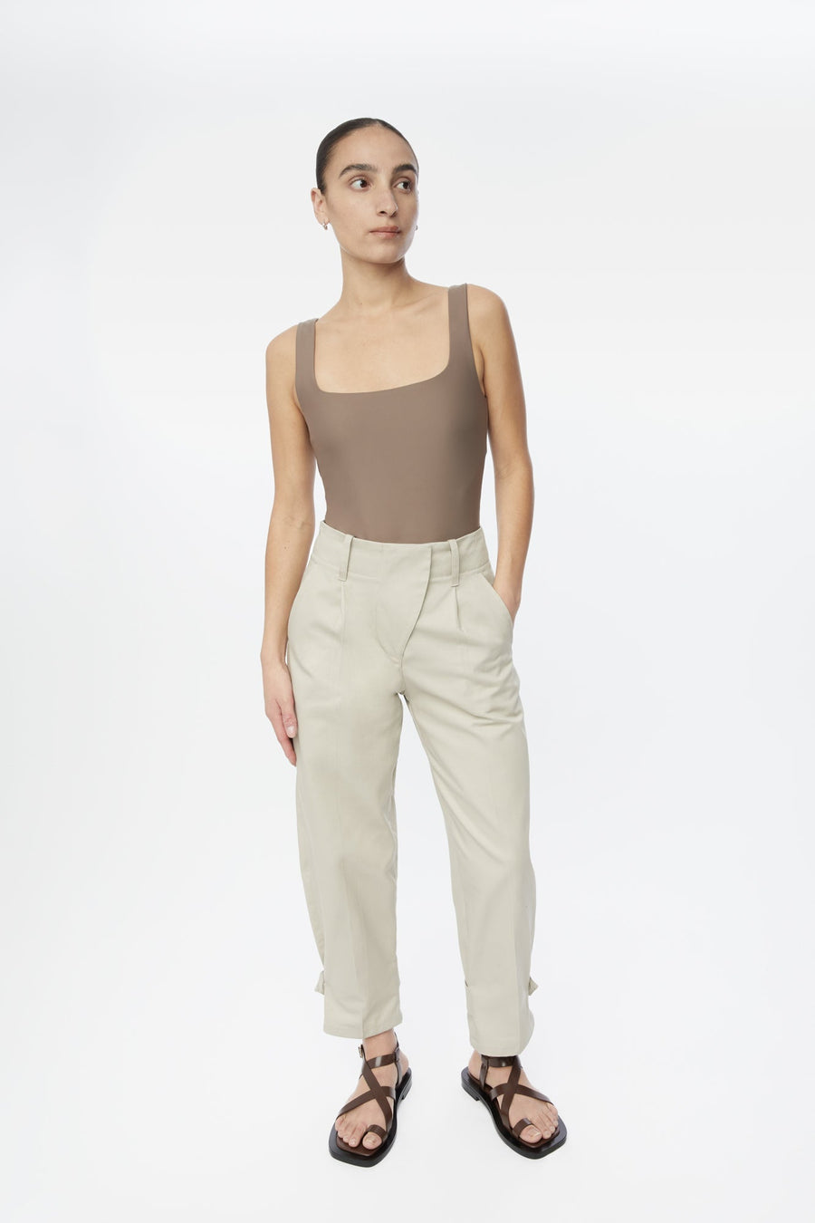 Canvas Cotton Utility Tapered Pants - dāl the label-Stone