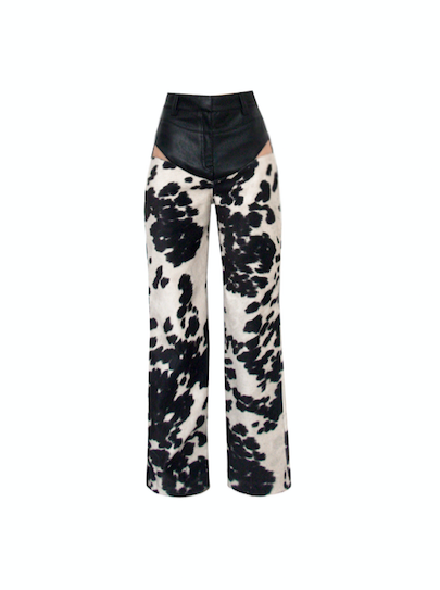 Faux Cow Suede/Leather Pants