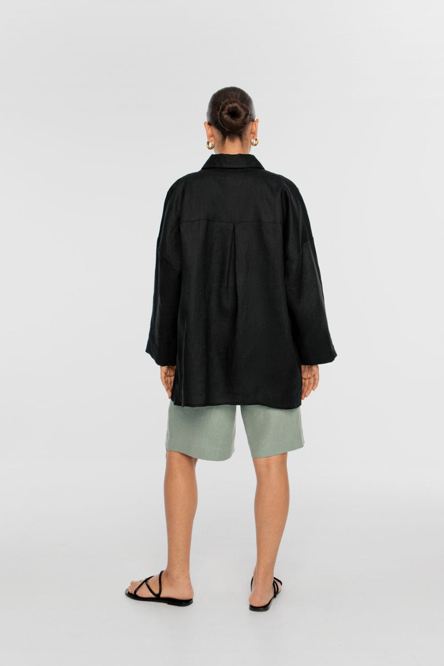 Linen Oversized Shirt - dāl the label-Black
