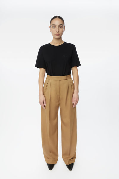 【送料&関税込】Woolrich Wide Leg Pleated Pants Women's Wide Leg Pants in Virgin Wool Blend blue | Woolrich US
